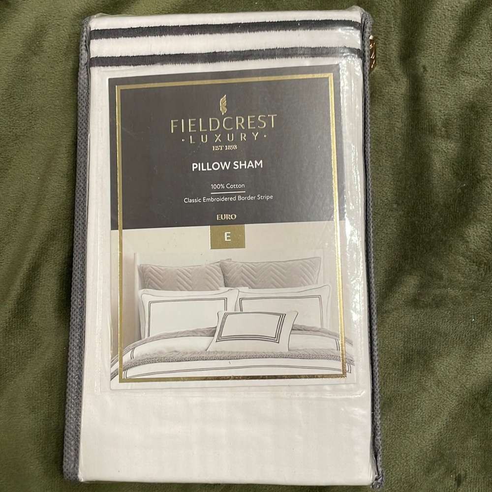 1 Single Black Embroidered European Pillow Sham